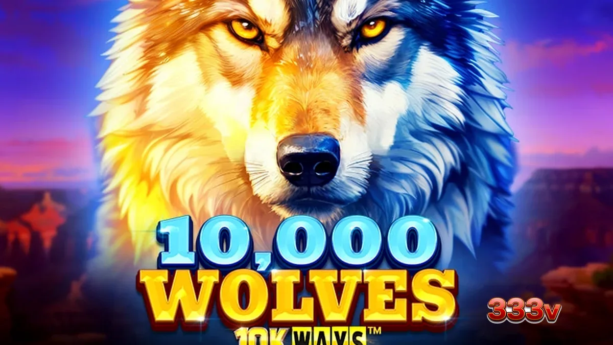 Tampilan layar permainan slot 10,000 Wolves 10K Ways dengan latar belakang alam liar